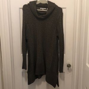 Green knit cowl neck sweater